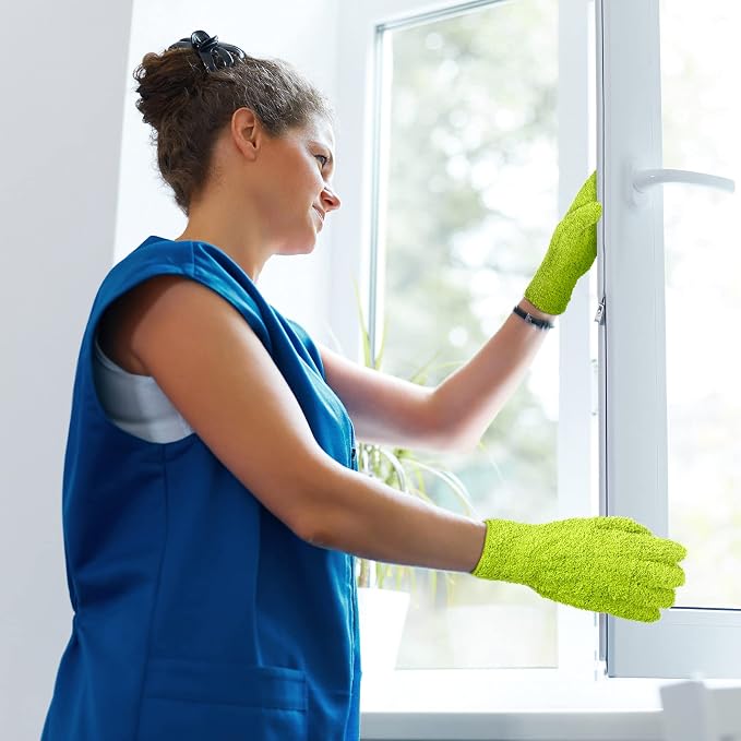 Bencailor 4 Pairs Microfiber Dusting Gloves Washable Reusable Cleaning Gloves - Image 2