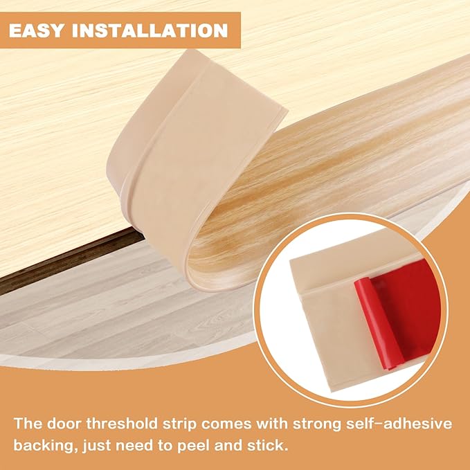 Vinyl Door Threshold Flooring Transition Strip Self Adhesive Carpet Edging Strip for Laminate Doorway Edge Threshold from 1/5" to 2/5" (Light Yellow Wood Grain, 10 Ft)