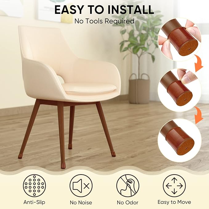 BALEINE 16 Pack Silicone Chair Leg Floor Protectors, Stool Leg Protectors Cap - Image 6