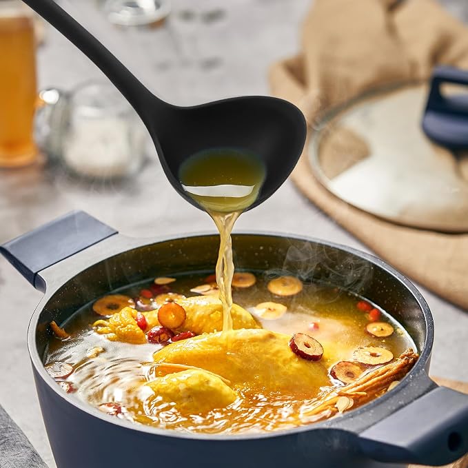 Jiozermi Silicone Soup Ladle, 12-Inch Long Handle Ladle Spoon, Heat Resistant - Image 6