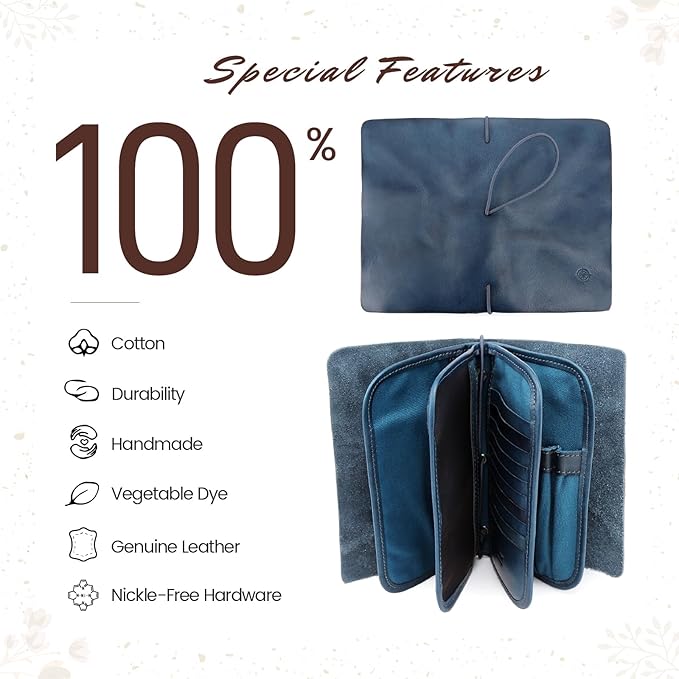 Genuine Leather Nomad Organizer Travel Wallet | Women's Wallet Clutch Passport Holder