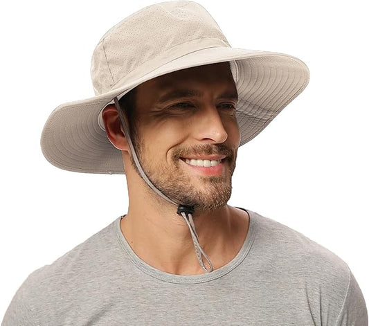 Rosoz Sun Hat for Men Women Boonie Bucket Hat Wide Brim Breathable Cooling Fishing Hats Safari Beach Garden UV Protection