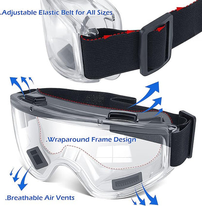 OXG 6 Pack Safety Goggles ANSI Z87.1 Glasses, Anti-Fog Protective Safety - Image 5