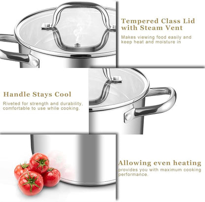 Leonyo 5 Quart Stock Pot with Lid, 18/10 3-ply Stainless Steel Stockpot - Image 6