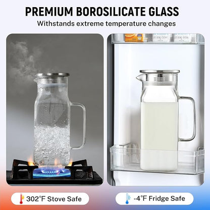 Netany 2 Pack 1.2 Liters/40 oz Small Square Glass Pitcher - Image 4