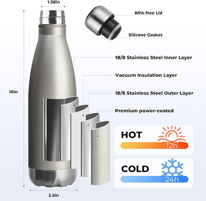 MEWAY 17oz Sport Water Bottle Vacuum Insulated Stainless Steel Leak-Proof - Image 2