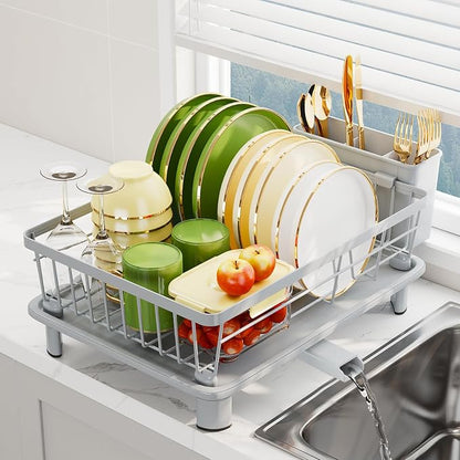 Dish Drainer Rack with Drip Tray, Sink Dish Drainer with Drainage Spout - Image 6