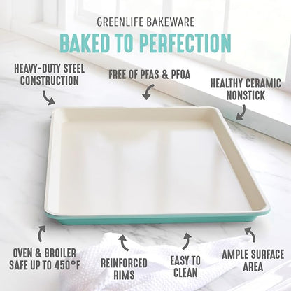 GreenLife 13" x 9" Quarter Sheet Baking Pans, 2 Piece Bakeware Set, PFAS-Free - Image 3