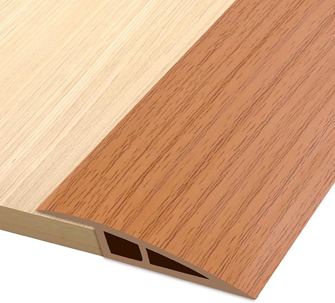 Vinyl Door Threshold Flooring Transition Strip Self Adhesive Carpet Edging Strip for Laminate Doorway Edge Threshold from 3/5" to 4/5" (Yellow Wood Grain, 10 Ft)