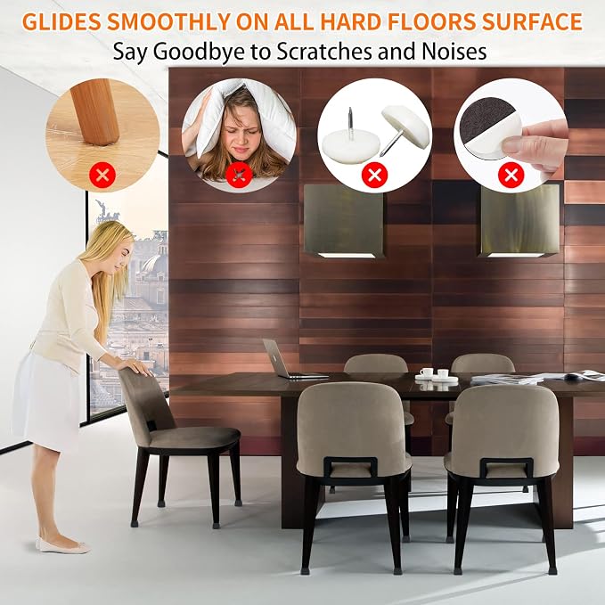 Ezprotekt 16 Pcs Rectangle Silicone Chair Leg Floor Protectors, Felt Rectangle - Image 5
