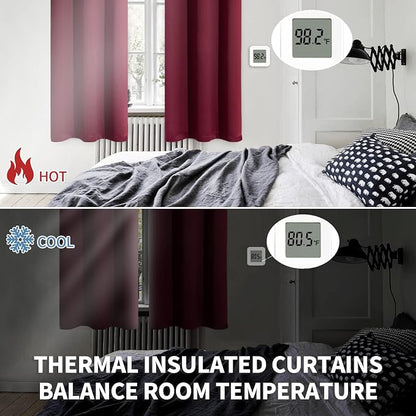 BGment Short Burgundy Blackout Curtains 36 Inches Length - Image 3