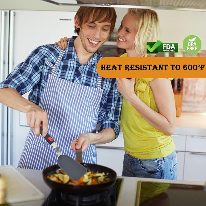 Silicone Spatula Turner Set of 4, Wiztoynia 600°F Heat Resistant Cooking - Image 3