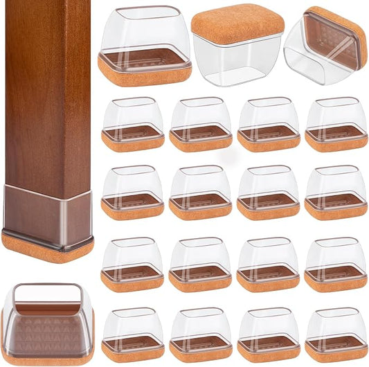 32 Pcs Rectangle Chair Leg Floor Protectors, Silicone Chair Leg Protectors by Jeaoouu