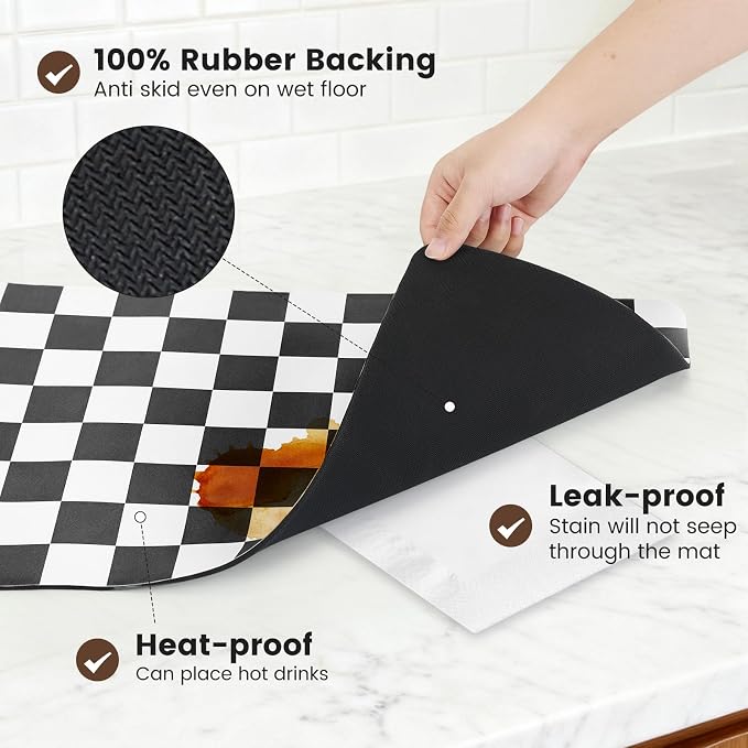 17" x 32" Checkered Dish Drying Mat - Image 4