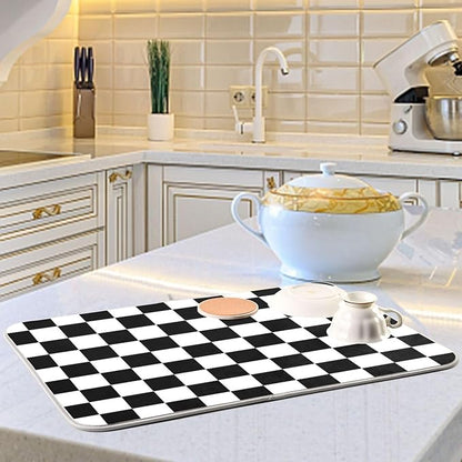 Black White Chessboard Dish Drying Mat - Image 6