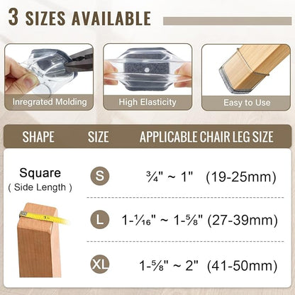 BUMACO Chair Leg Floor Protectors Square Chair Leg Protectors - Image 5