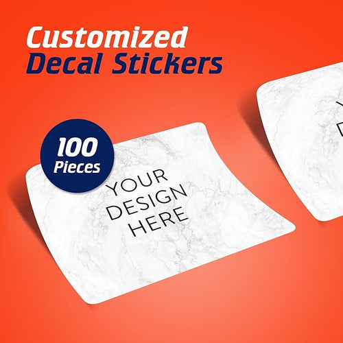 100 Custom Vinyl Stickers - Upload Your own Image, Text, Design, Logo - Personalized Logo Labels for Handmade, Packaging, Bottle, Jars, Candle, Brand Stickers (Silver Marble, 3x2)