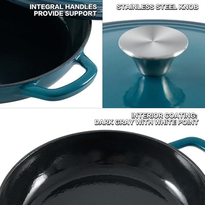 Flavehc Braiser Enameled Cast Iron Braiser 2.25 qt Braiser Pan - Image 4