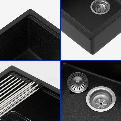 Dcolora 18 In. Wet Bar Sink Granite Composite Undermount Kitchen Sink Black Small Kitchen Prep Sinks Workstaion Single Bowl,#DC-GU0002BS