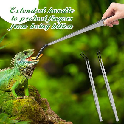 Lasnten 2 Pcs Extra Long Stainless Steel Reptile Feeding Tongs - Image 3