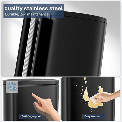 Arlopu13.2 Gallon Step Trash Can, Stainless Steel Garbage Bin, Soft-Close - Image 3