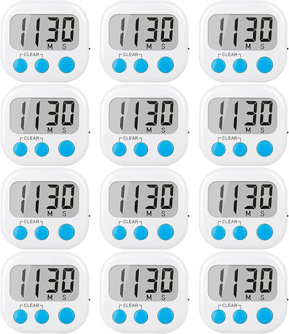 12 Pack Digital Kitchen Timers for Cooking Magnetic Timer for Cooking Loud by AOUCE
