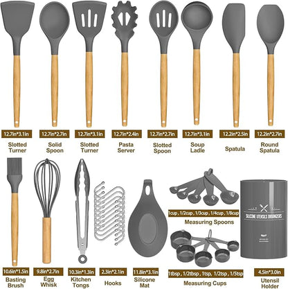 Umite Chef Kitchen Cooking Utensils Set, Woodle Handle Heat Resistant Gadgets - Image 5