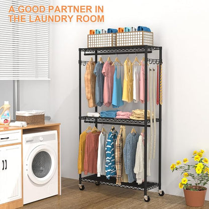 Clothes Rack, Clothing Racks for Hanging Clothes, 3 Tiers Adjustable Garment - Image 3