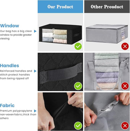 HomeHacks Storage 3-Pack Clothes Organizer Storage Bags Foldable Storage Box - Image 4