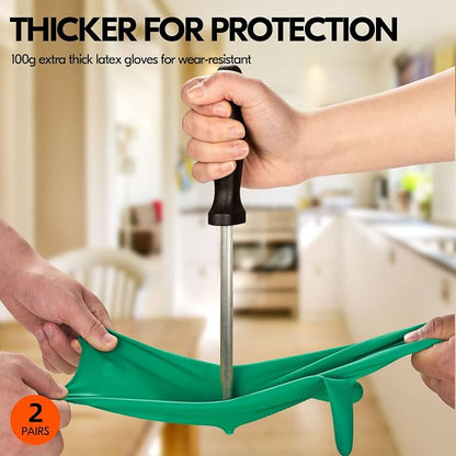 Vgo... 2-Pairs Reusable Household Gloves, Rubber Dishwashing gloves, Extra - Image 3