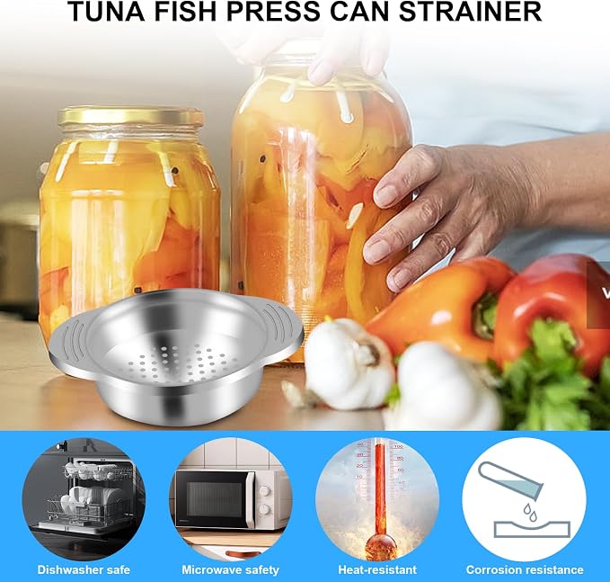 Metal Can Strainer Tuna Fish Press Can Strainer Stainless Steel Food-Grade Tuna - Image 5