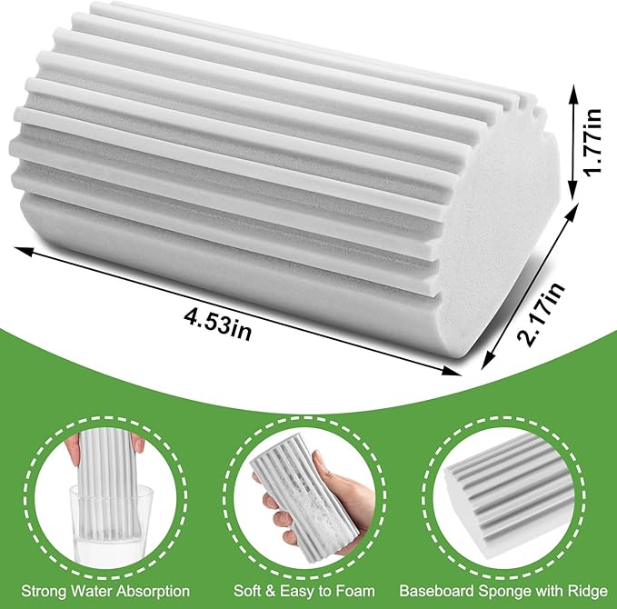 8-Pack Damp Clean Duster Sponge, Sponge Cleaning Brush, Duster for Cleaning Blinds, Glass, Baseboards, Vents, Railings, Mirrors, Window Track Grooves and Faucets