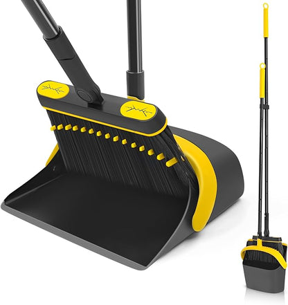 JEHONN Broom and Dust Pan, 54.3 inches Long Handle Swivel Brush, Upright by JEHONN