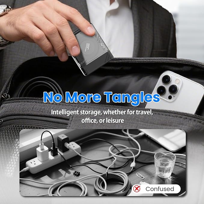 Nillkin FlexLine 65W for Retractable Wall Charger(GaN6), Dual-Port with 28.7in Retractable USB C Cable + 39.3in USB C Cable(Extra), iPhone Charger, MacBook, iPad, Samsung, Fast Charger - Black