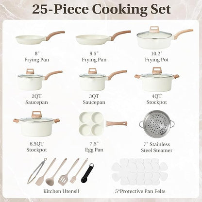 25 Pcs Pots and Pans Set, Nonstick & Non-Toxic Healthy Pots and Pans, - Image 3