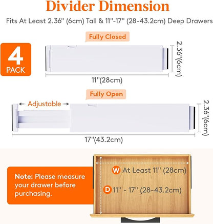 Lifewit 4 Pack Kitchen Drawer Dividers 2.36" High, Plastic Expandable - Image 3