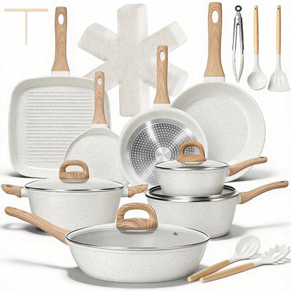 EWFEN 25 Pcs Pots and Pans Set, Nonstick Ceramic Cookware Sets, Healthy by EWFEN