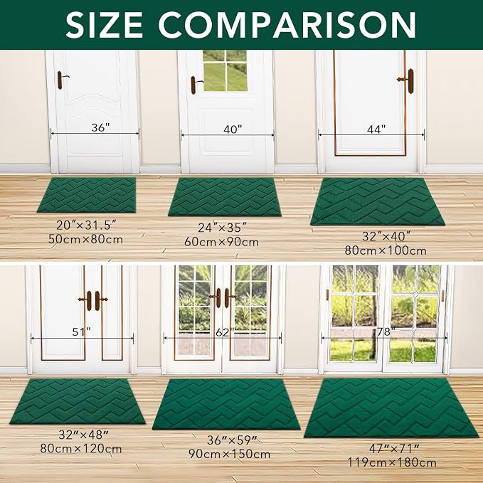 hicorfe Indoor Door Mat, Non Slip Door Mats, Absorbent Resist Dirt Entrance - Image 5