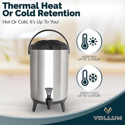 Vollum Stainless Steel Insulated Beverage Dispenser – Insulated Thermal Hot and - Image 3