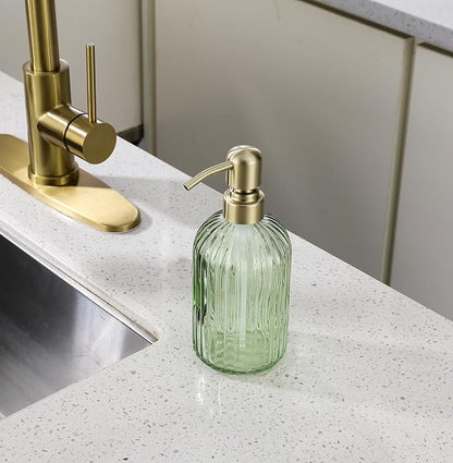 16Oz Green Glass Soap Dispenser - Image 5