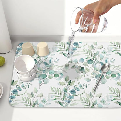 Watercolor Sage Leaves Dish Drying Mats - Image 6
