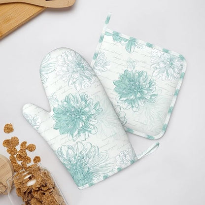 Oven Mitts and Pot Holders Dahlia Flower Pastel Vintage Silicone Kitchen - Image 6