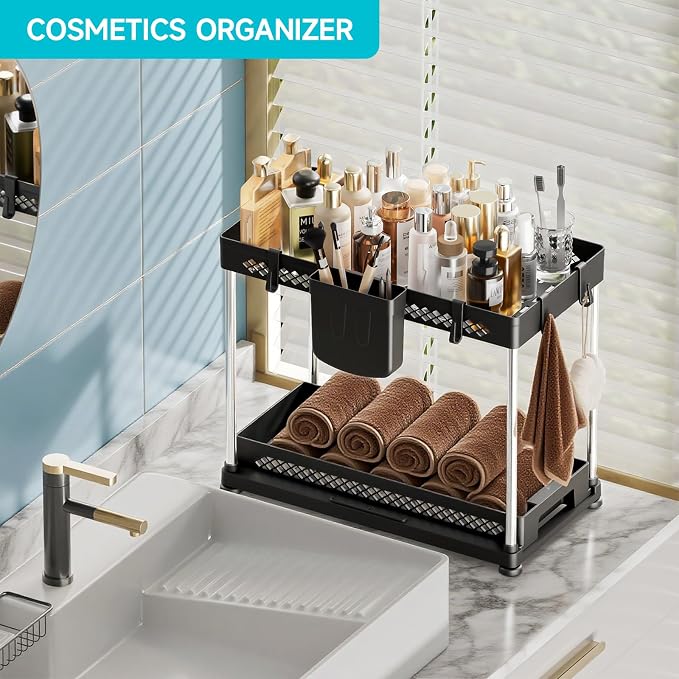 Under Sink Organizer, 2 Tier Pull Out Cabinet Organizer - Image 2