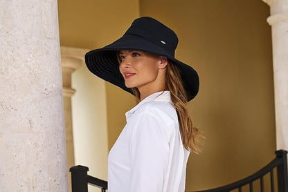 Coolibar UPF 50+ Women's Brittany Beach Hat - Sun Protective Black