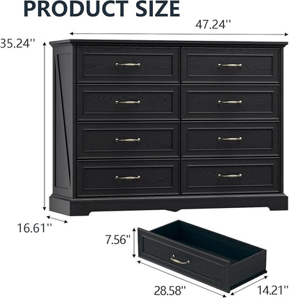 8 Drawer Dresser for Bedroom, Rustic Farmhouse Dresser - Image 2