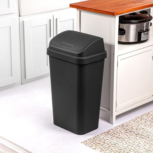 Sterilite 8-Pack Swing Top Wastebasket, Sleek Square Profile Trash Can - Image 6