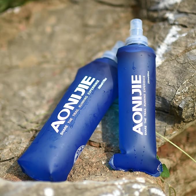 TRIWONDER TPU Soft Folding Water Bottles BPA-Free Collapsible Flask for Hydration Pack - Ideal for Running Hiking Cycling Climbing (250ml/8.45oz - Pack of 2)