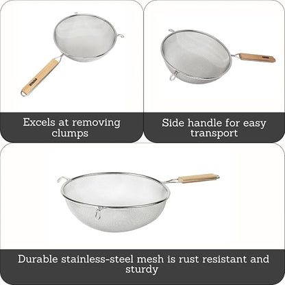 IMUSA USA Wood Stainless Steel Strainer Handle 8-Inch - Image 2