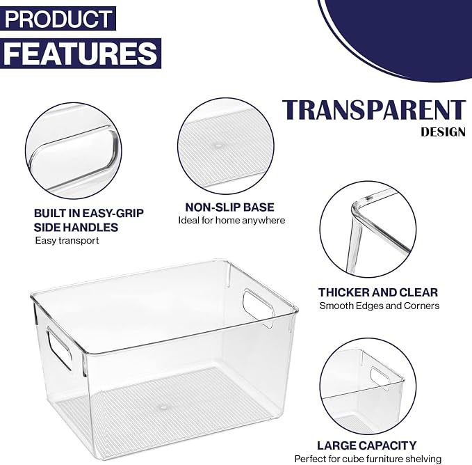 Clear Plastic Storage Bins, Pantry Organizers and Storage Containers Fridge - Image 4