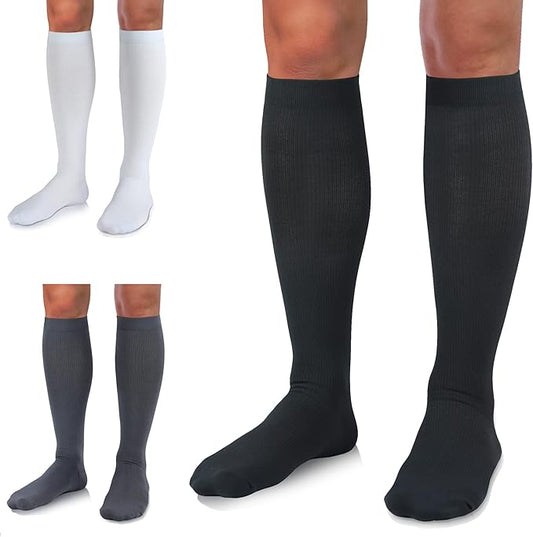Medical Compression Socks for Women and Men 3 Pairs 20-30 mmHg Knee High Christmas Compression Stockings Circulation Best for Running Athletic Nurses